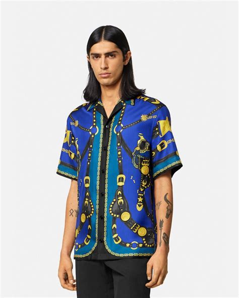 versace silk shirt short sleeve|versace silk shirt sale.